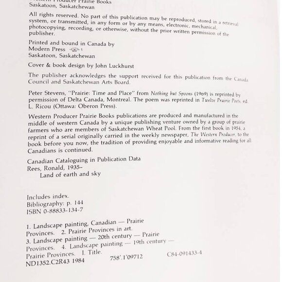 Softcover Book Land of Earth and Sky‎ Ronald Rees First Edition 1984 - Picture 5 of 9